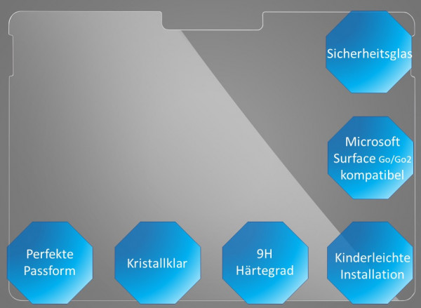 Premium Schutzglas, für Microsoft Surface Go 2